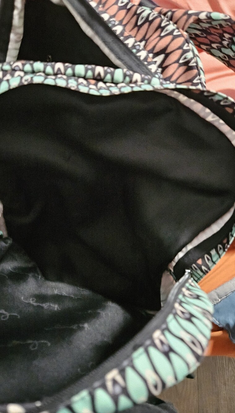 Vera Bradley Lighten Up Just Right Sierra Stream Teal and Brown Print Backpack - Picture 6 of 8